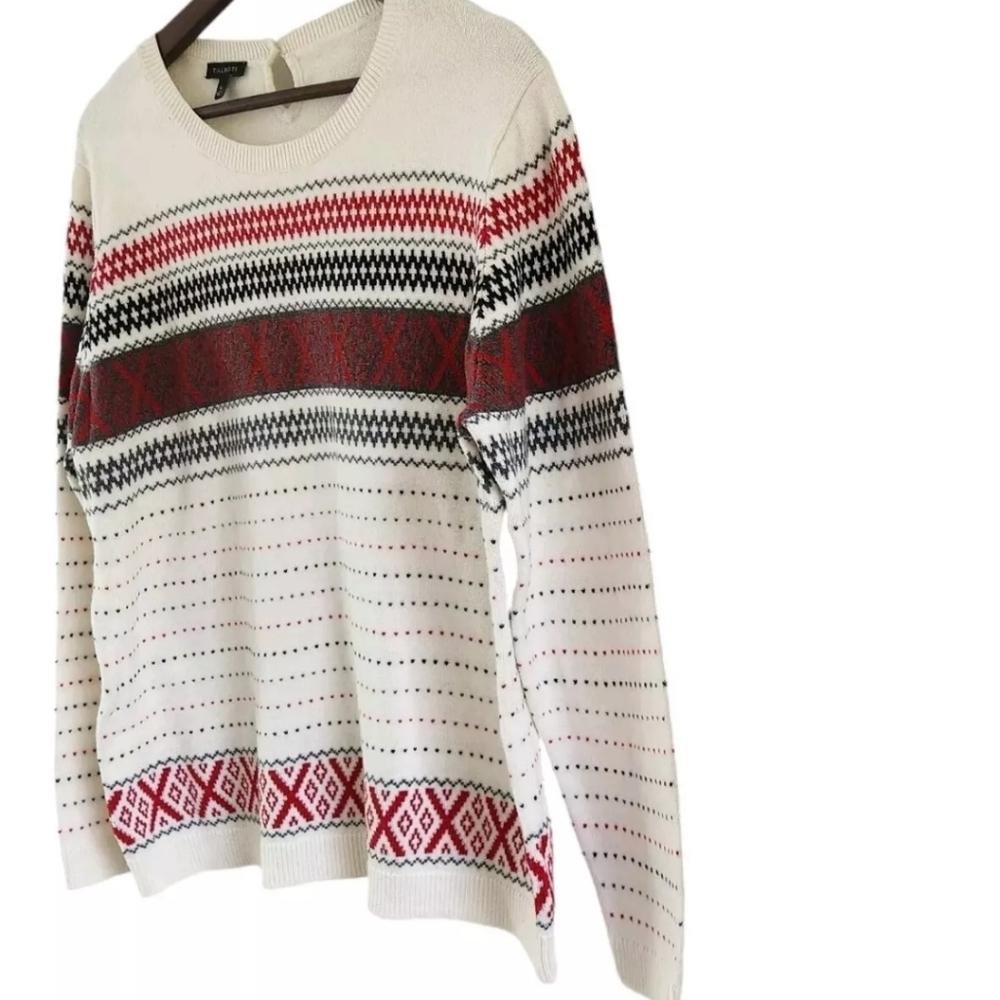 Talbots Womens XL Cotton Cashmere Fair Isle Sweater Ski Pullover - Picture 4 of 8